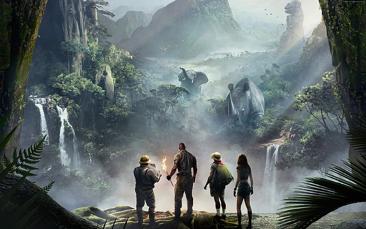 드웨인 존슨, 4K, Kevin Hart, Jack Black, Jumanji : 정글에 오신 것을 환영합니다. Karen Gillan, HD 배경 화면