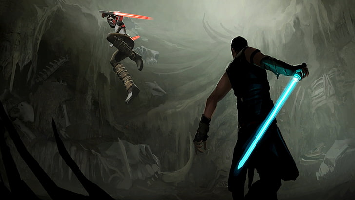 رجل يحمل السيف التوضيح ، حرب النجوم ، معركة ، السيوف ، Jedi ، Sith، خلفية HD