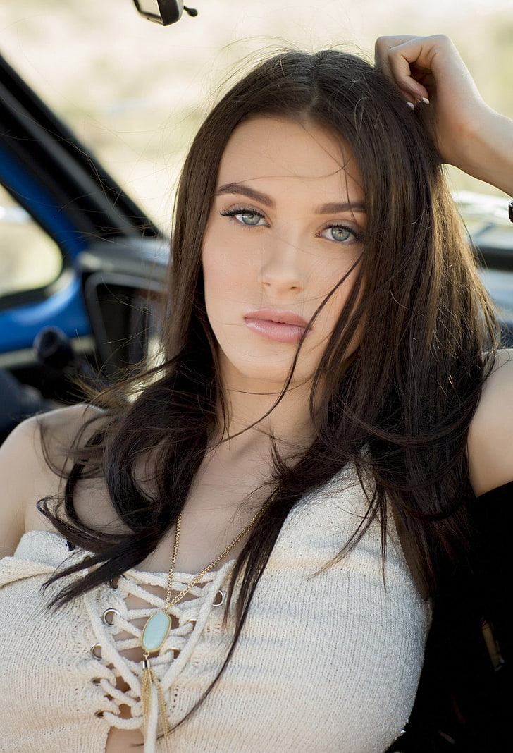 Lana Rhoades, Lana Rhoades, women, model, blue eyes, portrait, outdoors, HD wallpaper