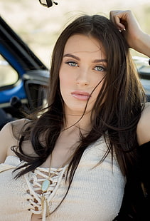 Lana Rhoades, Lana Rhoades, women, model, blue eyes, portrait, outdoors, HD wallpaper HD wallpaper