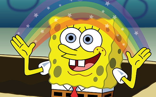 Spongebob Squarepants Rainbow HD, squarepants spongebob, kartun / komik, pelangi, spongebob, squarepants, Wallpaper HD HD wallpaper
