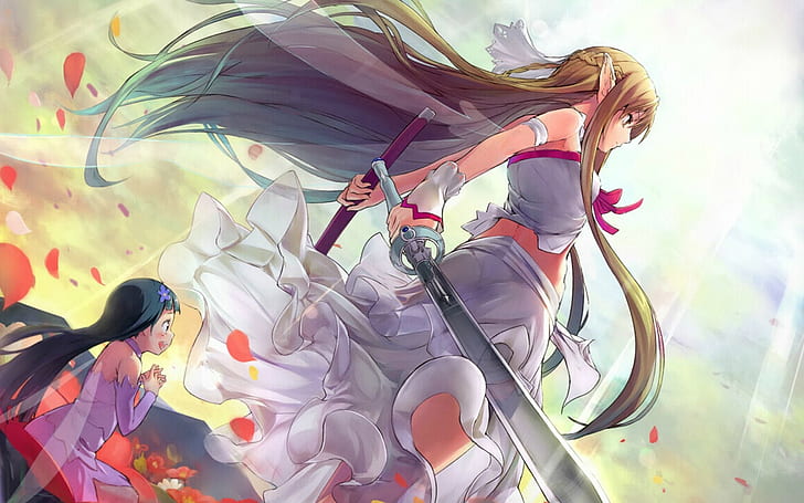 anime girls, Yuuki Asuna, Yui-MHCP001, artwork, anime, Sword Art Online, HD wallpaper