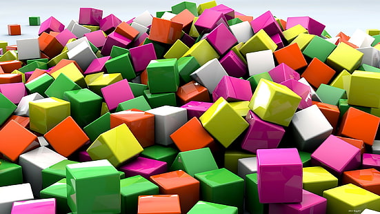 cubo, colorato, astratto, arte digitale, render, CGI, Sfondo HD HD wallpaper