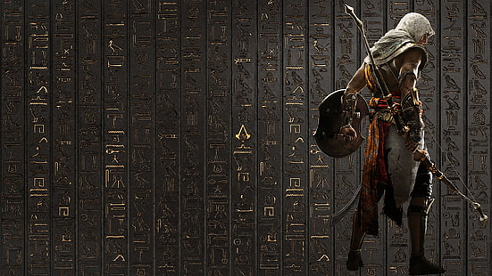 Assassin's Creed digital wallpaper, hieroglyphs, hieroglyphics, Assassin's Creed: Origins, Assassin's Creed, HD wallpaper HD wallpaper
