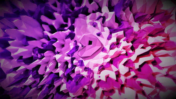 seni digital, abstrak, pink, pecahan, ungu, cerah, putih, berkilau, Wallpaper HD