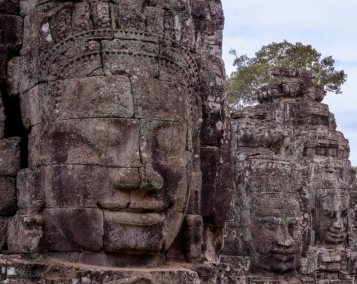 Angkor Thom, Cambogia, Asia, Cambogia, viaggio, faccia, angkor, thom, siemreap, siem, siemreab, siemreapprovince, angkorthom, bayon, Sfondo HD