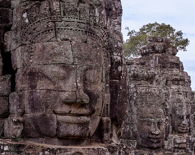 Angkor Thom, Kambodja, Asien, Kambodja, Resa, Ansikte, Angkor, thom, siemreap, siem, siemreab, siemreapprovince, angkorthom, bayon, HD tapet HD wallpaper