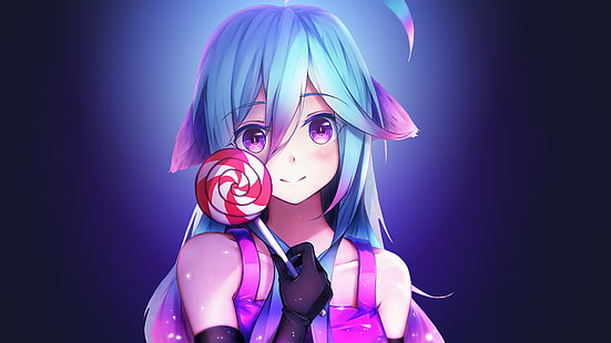 Anime girl, 4K, Lollipop, HD wallpaper HD wallpaper