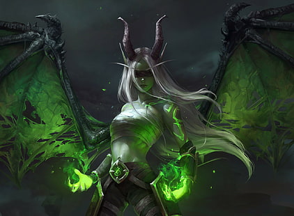 World of Warcraft, เวทมนตร์, Blood Elf, Illidari, Demon Hunter, ปีศาจ, วิดีโอเกม, วอลล์เปเปอร์ HD HD wallpaper
