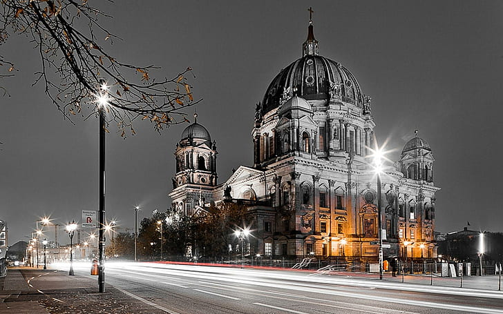 Berlin, allemagne, cathédrale berlin, pendant, affiche nocturne, monde, 1920x1200, allemagne, berlin, europe, Fond d'écran HD