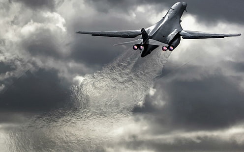 Bombardier stratégique Rockwell B-1 Lancer Supersonic Décollage, rockwell, lancer, supersonique, stratégique, bombardier, décollage, Fond d'écran HD HD wallpaper