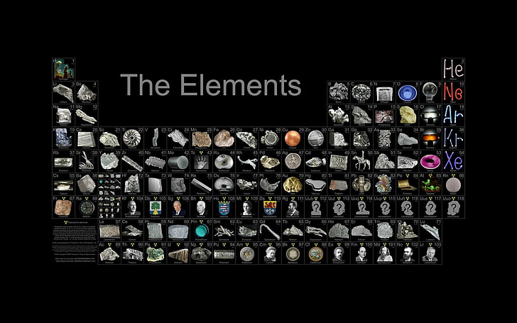 таблица элементов обоев, периодическая таблица, элементы, наука, черный фон, HD обои