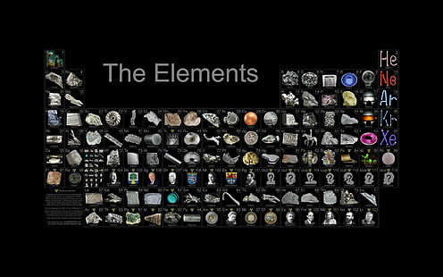 таблица с елементи тапет, периодична таблица, елементи, наука, черен фон, HD тапет HD wallpaper