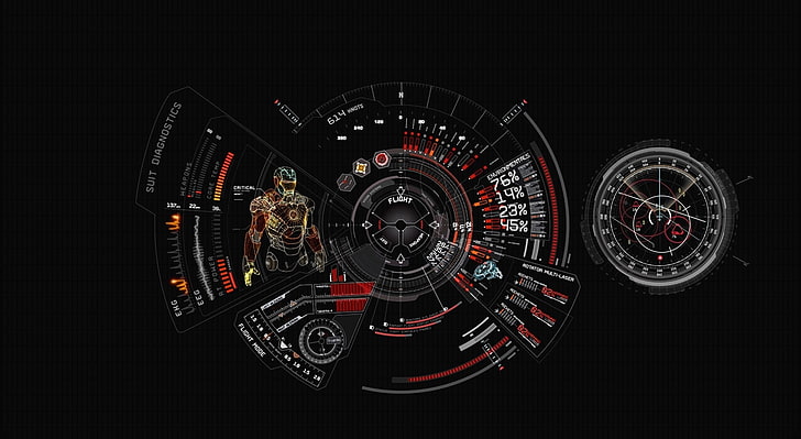 Iron Man Suit Diagnostic, Iron-Man statistics digital wallpaper, Movies, Iron Man, Iron, Suit, Diagnostic, HD wallpaper
