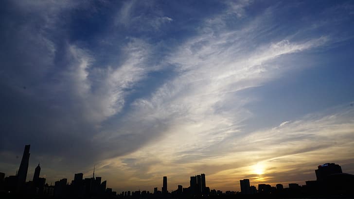 Cityscape, matahari terbenam, alam, Shanghai, Wallpaper HD