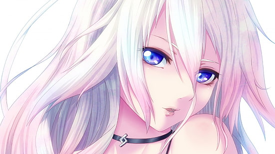 anime, anime girls, long hair, IA (Vocaloid), Vocaloid, blue eyes, pink hair, necklace, HD wallpaper HD wallpaper
