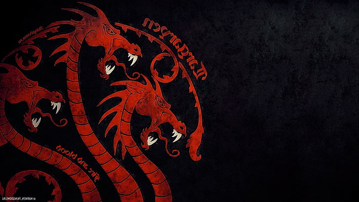 dragón, Fuego y sangre, Juego de tronos, Casa Targaryen, Sigils, Fondo de pantalla HD
