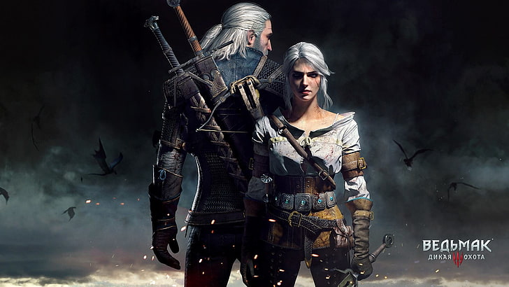 The Witcher 3 affiche Wild Hunt, The Witcher 3: Wild Hunt, jeux vidéo, Geralt of Rivia, Cirilla Fiona Elen Riannon, Le Sorceleur, fille fantastique, Fond d'écran HD