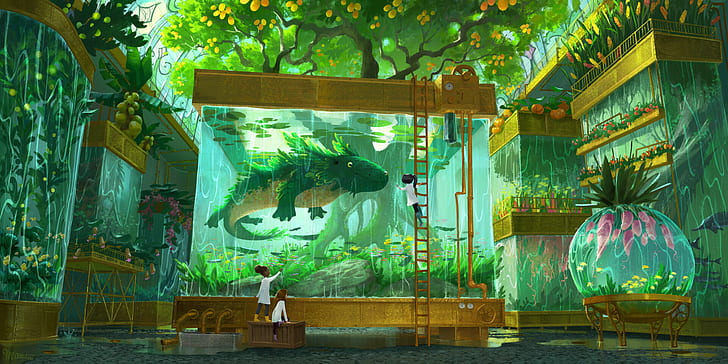 Fantasy, Creature, Aquarium, Laboratory, HD wallpaper