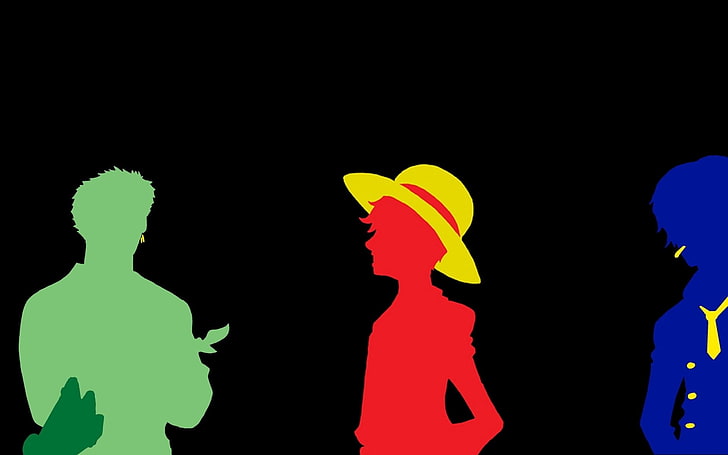 Anime, One Piece, Boy, Cigarette, Earrings, Hat, Minimalist, Monkey D. Luffy, Sanji (One Piece), Short Hair, Tie, Zoro Roronoa, HD wallpaper