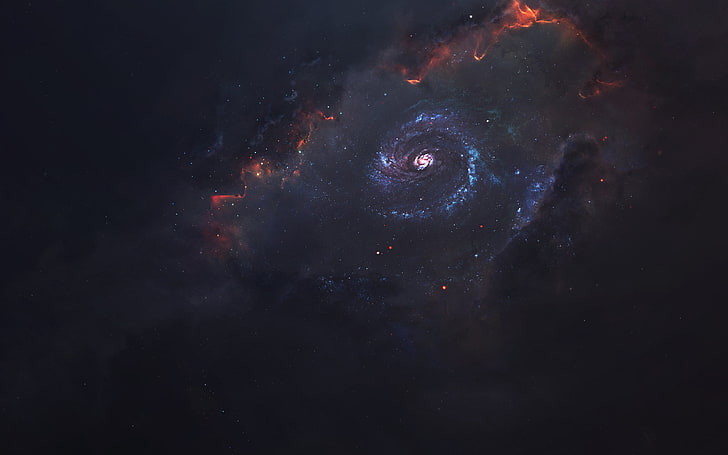 carta da parati galassia nera e viola, foto dell'universo, 500px, Vadim Sadovski, arte digitale, galassia, arte spaziale, spazio, Sfondo HD
