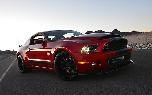 czerwony Ford Mustang coupe, Shelby, Shelby GT500, Shelby GT500 Super Snake, Tapety HD HD wallpaper