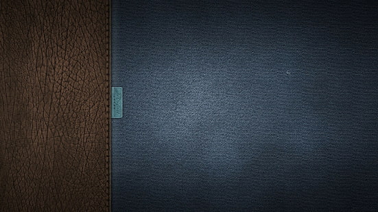 джинсовая ткань, кожа, текстура, коричневый, джинсы, HD обои HD wallpaper