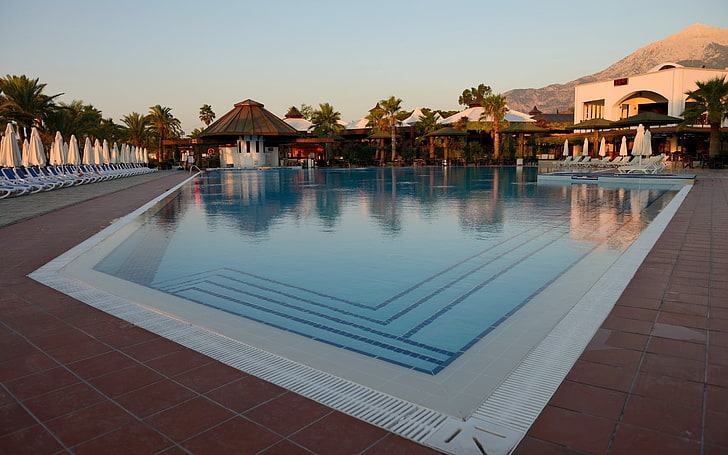 piscina sotterranea, piscina, edificio, hotel, Sfondo HD