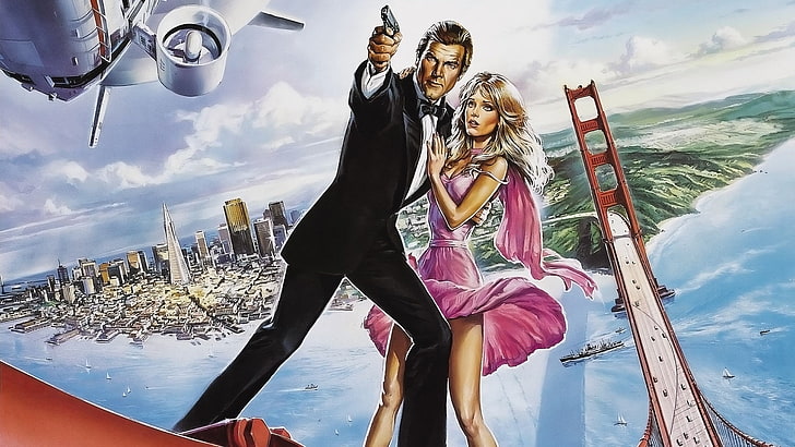 films, James Bond, A View to a Kill, Roger Moore, Fond d'écran HD