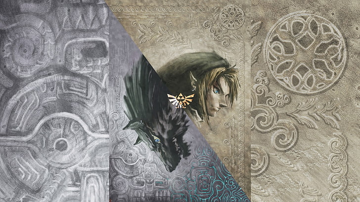 эльфийский персонаж и иллюстрация с волком, The Legend of Zelda, видеоигры, The Legend of Zelda: Twilight Princess, Link, Wolf Link, HD обои