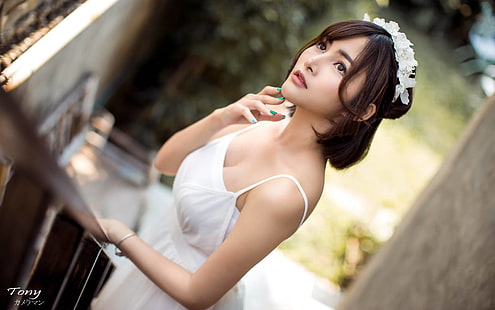 modelo, mujer, asiática, vestido, Fondo de pantalla HD HD wallpaper