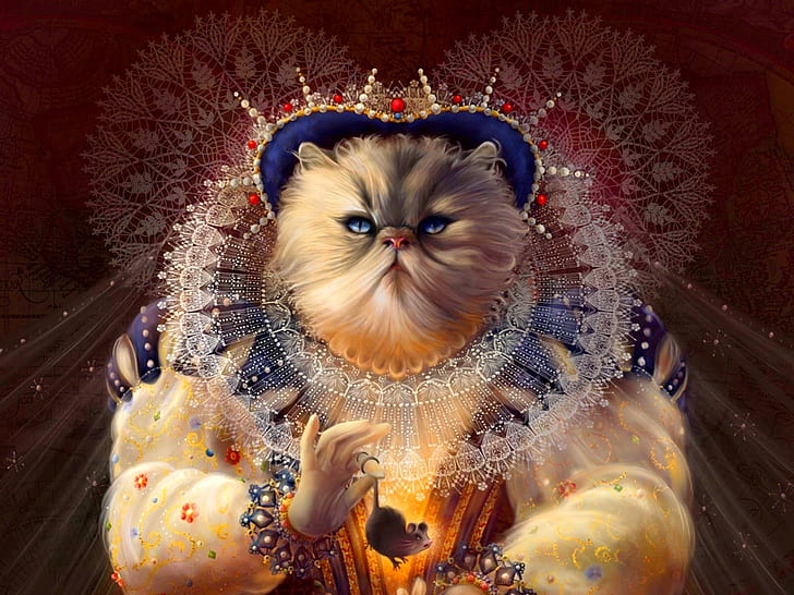 Queen Of Cats, concept, queen, 3d, 3d and abstract, HD wallpaper
