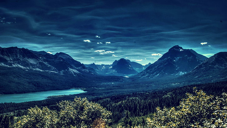 Landschaftsfoto von Bergen, Wald, Natur, Himmel, HD-Hintergrundbild