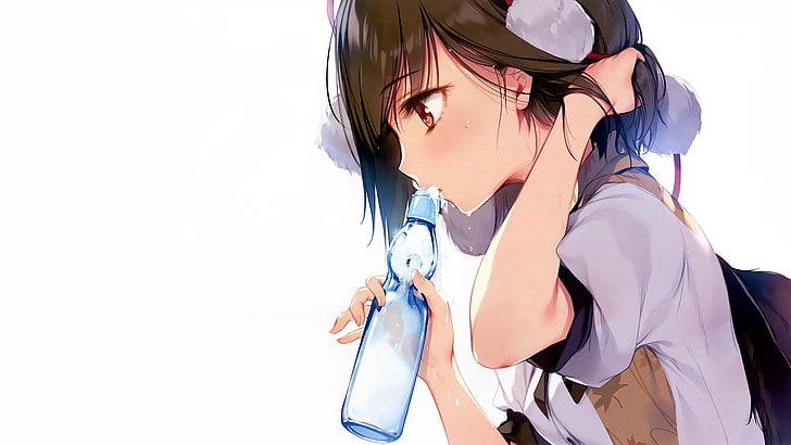 Anime Girls, Flaschen, brünett, ke-ta, Touhou, Ramune, Shameimaru Aya, HD-Hintergrundbild