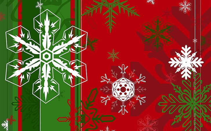 red and white floral textile, holiday, Christmas ornaments, HD wallpaper