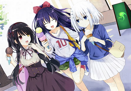 Anime, Date A Live, Kurumi Tokisaki, Origami Tobiichi, Tohka Yatogami, Wallpaper HD HD wallpaper