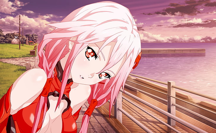 Pink-haired female anime character wallpaper, artwork, Guilty