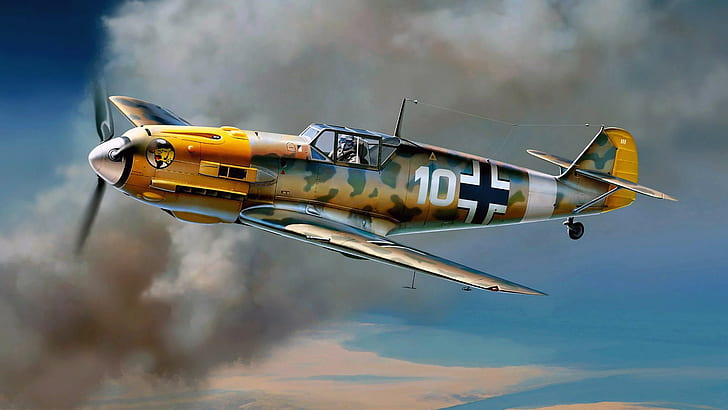 aircraft, artwork, Germany, Luftwaffe, Messerschmitt, Messerschmitt Bf 109, military, Military Aircraft, World War II, HD wallpaper