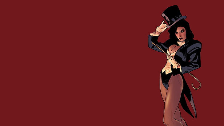 Zatanna, DC Comics, Adam Hughes, fundo vermelho, ilustração, super-heroínas, HD papel de parede