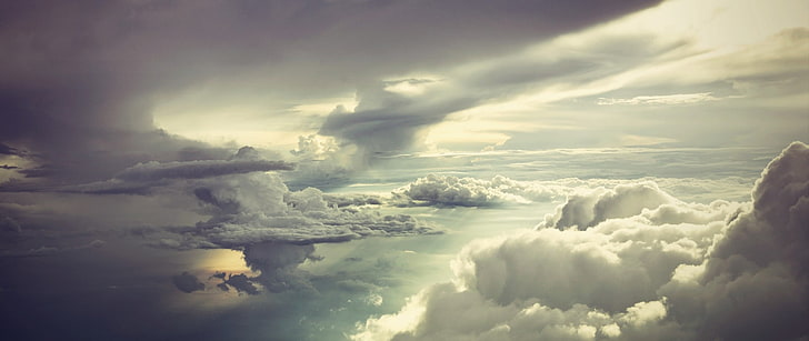 mar de nuvens, ultra largo, nuvens, céu, HD papel de parede