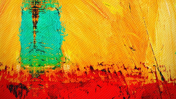 karya seni, merah, pirus, kuning, abstrak, tekstur, Wallpaper HD