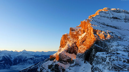Leukerbad, швейцарски Алпи, хребет, планински пейзаж, ес, скала, Европа, масив, Швейцария, Алпи, зима, планинска верига, небе, синьо небе, студ, сняг, планина, слънчева светлина, HD тапет HD wallpaper