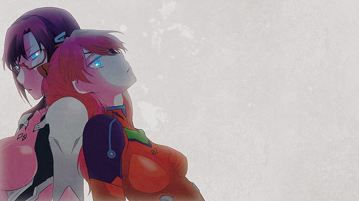 zwei weibliche Anime Charakter digitale Tapete, Neon Genesis Evangelion, Asuka Langley Soryu, Makinami Mari, Anime Mädchen, Anime, HD-Hintergrundbild