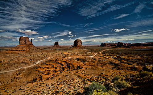 Долина монументов, США, небо, облака, пустыня, Долина монументов, США, небо, облака, пустыня, HD обои HD wallpaper