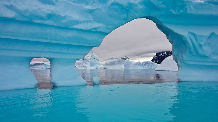 북극, 바다, 얼음, 물, HD 배경 화면