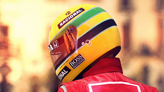 шлем, Ferrari, спина, Gran Turismo 6, экстрим, Айтон Сенна, HD обои HD wallpaper