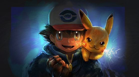 ภาพประกอบ Pikachu และ Ash, Ash Ketchum, Pikachu, Pokémon, Artwork, วอลล์เปเปอร์ HD HD wallpaper