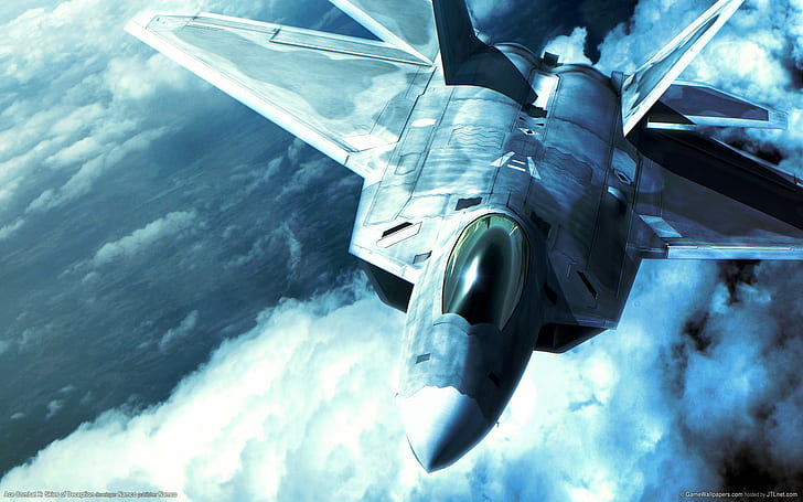 F-22 Raptor, video games, Ace Combat X: Skies of Deception, cyan, HD wallpaper