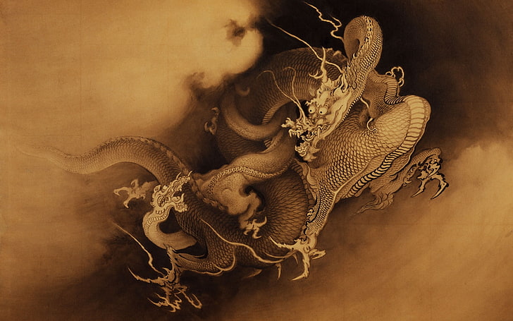 wyrm dragon artwork, หนวด, พื้นหลัง, รูป, มังกร, จีน, วอลล์เปเปอร์ HD