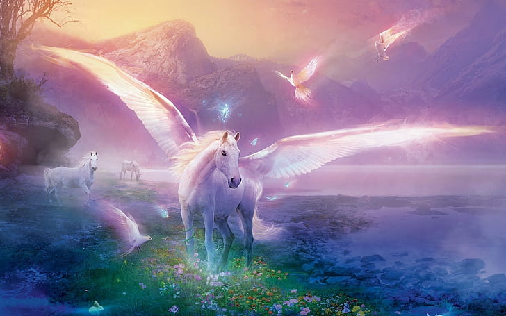 Unicorn HD, fantasía, unicornio, Fondo de pantalla HD